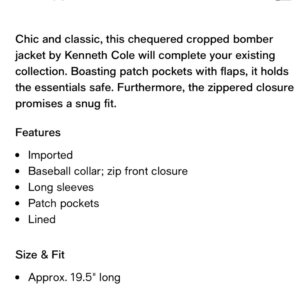 Kenneth‎ Cole Women's Chequered Cropped Bomber Jacket in Russet/Dark Navy Multi - Picture 4 of 13